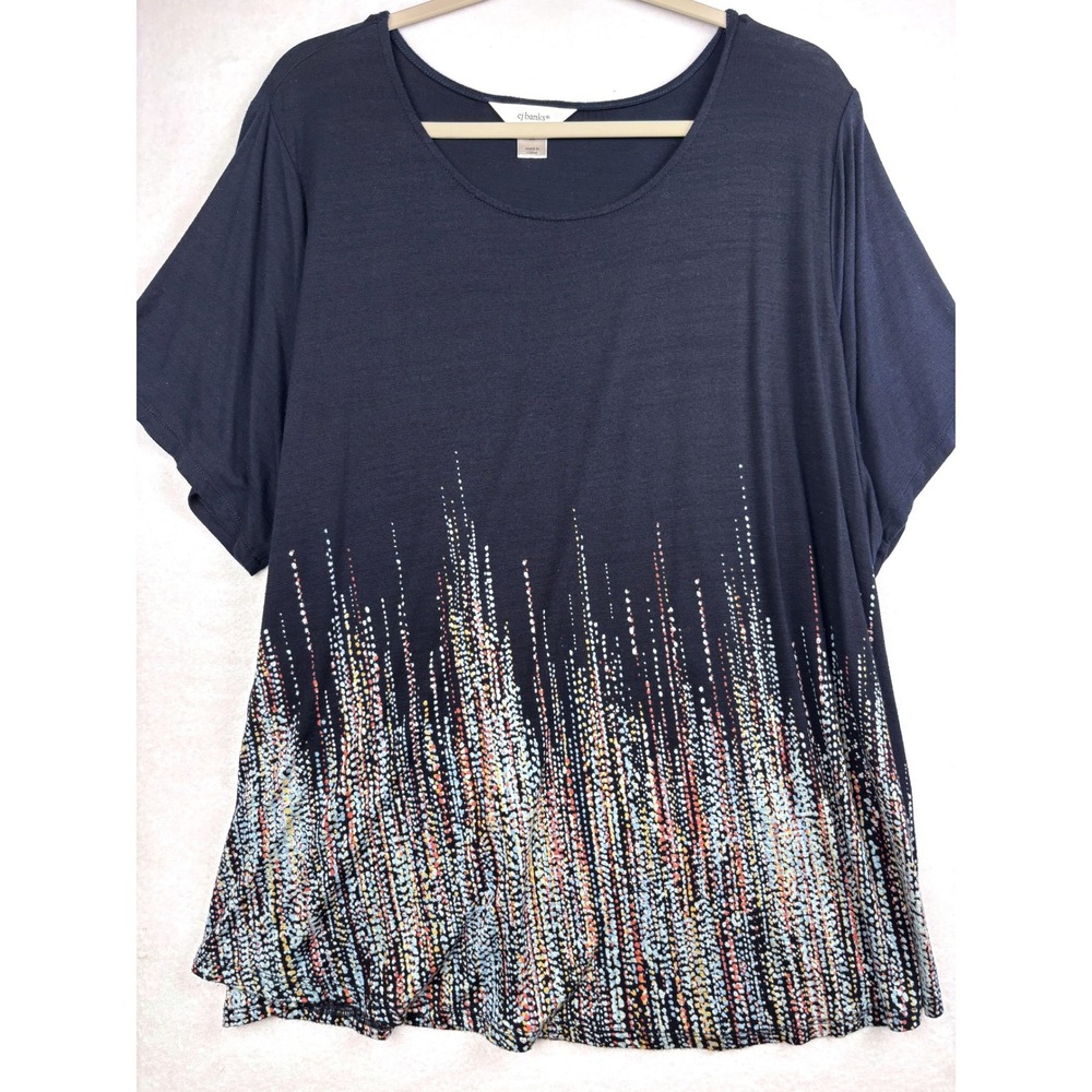 CJ Banks Top Womens 2X Plus Abstract Dot Print Short Sleeve Scoop Neck